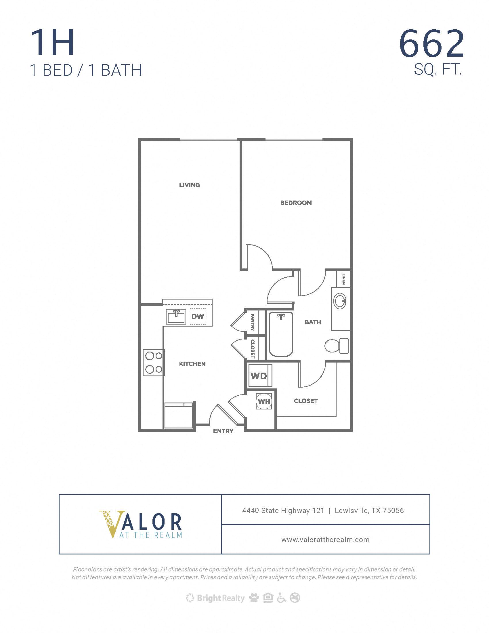 Valor at the Realm 1x1 H Floor Plan