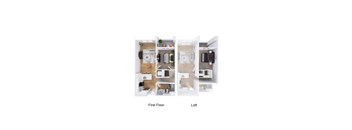 A diagram shows the layout of a first floor and a loft.