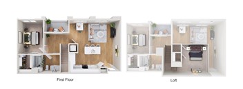A diagram shows the layout of a house with a first floor and a loft.