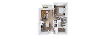 View at Manor Crossing New Apartments in Manor, Texas One Bedroom Floor Plan