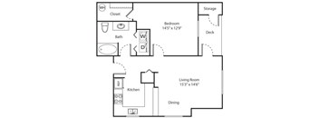 Village on Broadway Apartments in Spokane Valley, Washington One Bedroom Floor Plan