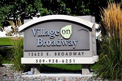 Village on Broadway Apartments in Spokane Valley, Washington Monument Sign