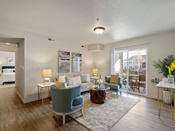 The Crossings at Chapel Hill Living Room with Private Patio Property Image