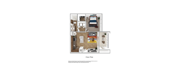 A Floor Plan shows a layout of a room with a kitchen, living room, and bathroom.