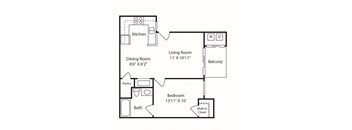 Waterstone at Murrieta Apartments in Murrieta, California 1x1 2D Floor Plan
