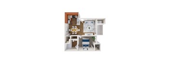 Waterstone at Murrieta 3D floor plan 1b1b 610 sf