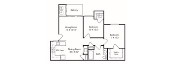 Waterstone at Murrieta Apartments in Murrieta, California 2x1 2D Floor Plan