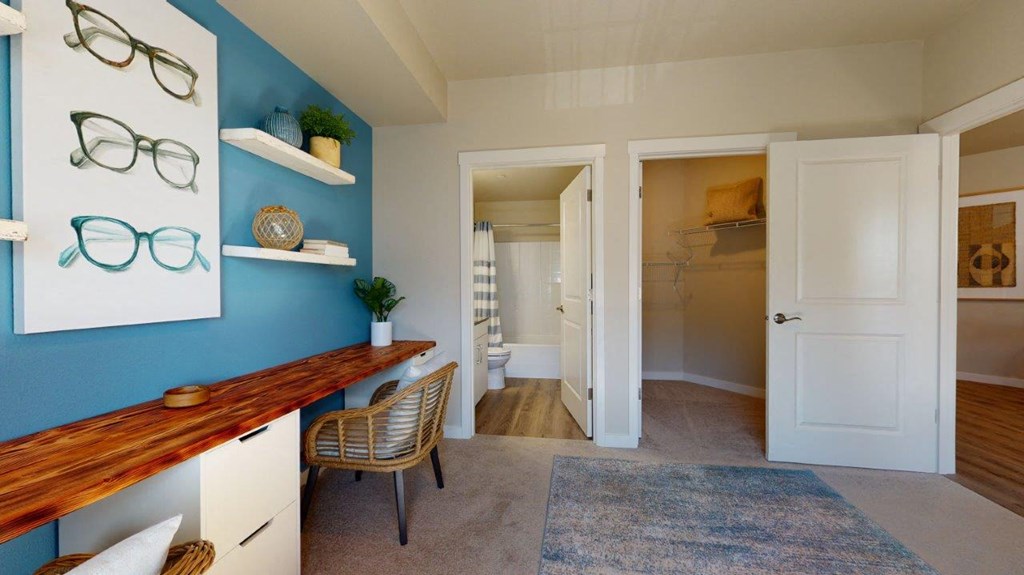 West End District Model Home Office with Attached Bathroom