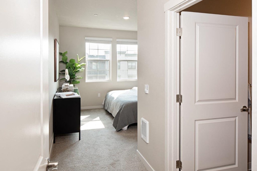 West End District Apartments in Beaverton, Oregon Model Bedroom with Attached Walk-In Closet