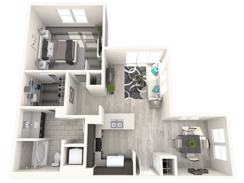 The Mercer Apartments Wildwood One Bedroom One Bathroom Floor Plan
