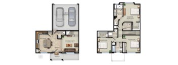 A floor plan of a house with two bedrooms, a living room, a kitchen, a bathroom, a porch, and a walk-in closet.