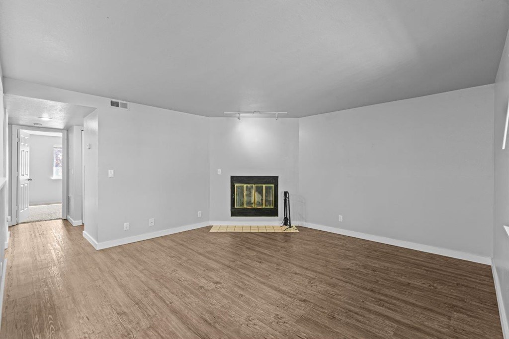 Woodbine Apartments in Boise, Idaho Living Room with Fireplace