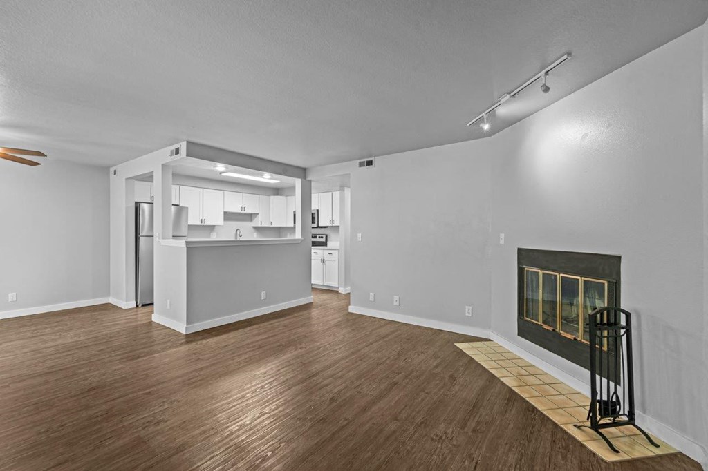 Woodbine Apartments in Boise, Idaho Living Room with Fireplace