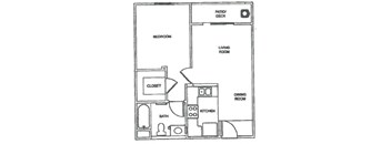 Woodbridge One Bedroom One Bathroom Floor Plan