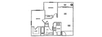 Woodbridge Two Bedroom One Bathroom Floor Plan