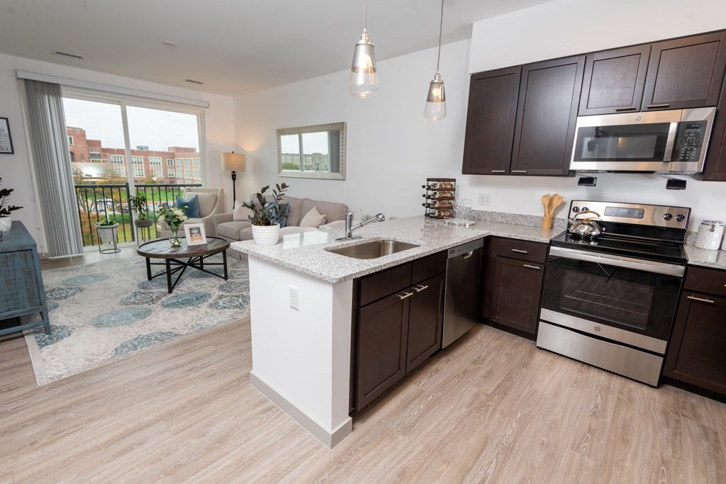 Zen Apartments Kitchen and Living Room