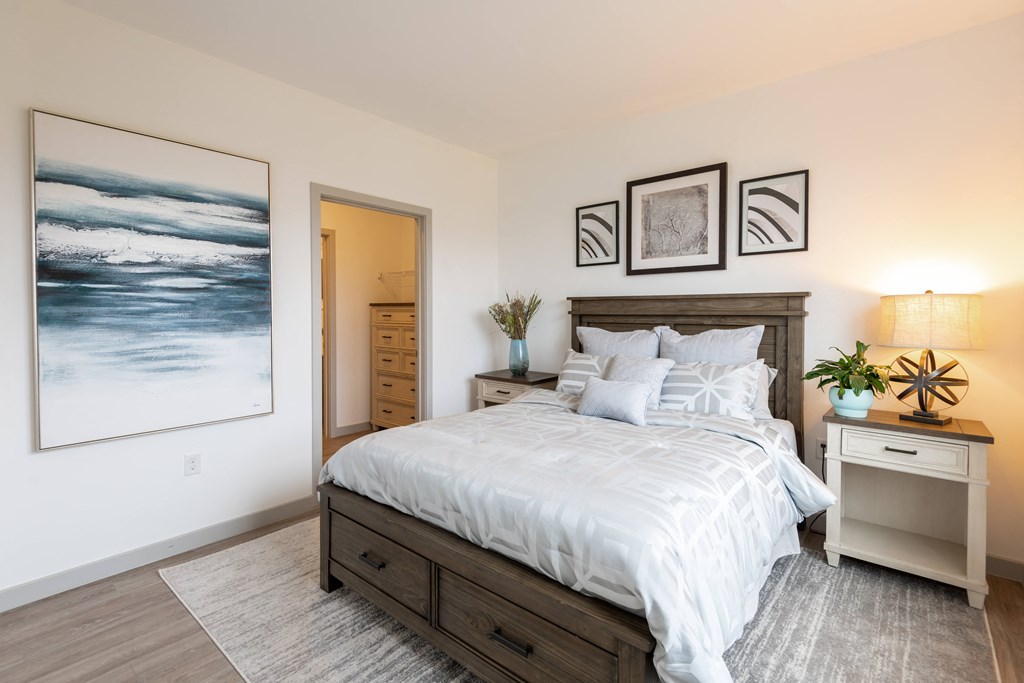 Zen Apartments Bedroom with Attached Walk-In Closet