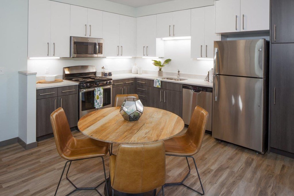 Boathouse Apartments Model Dining Room and Kitchen