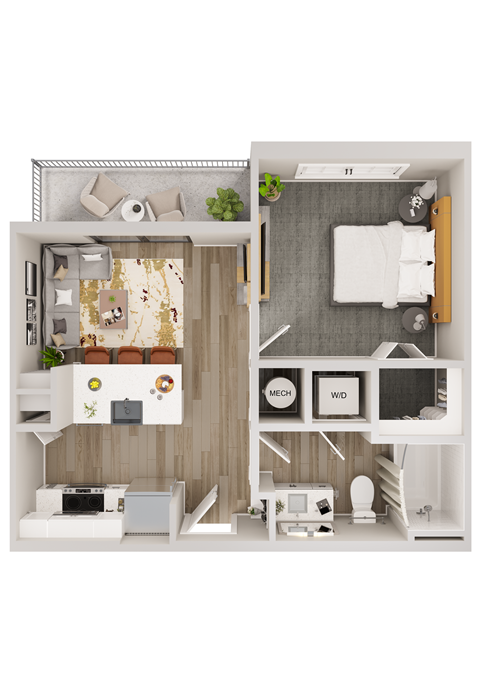 Lenox Bayside 3D Floor Plan A1 ALT