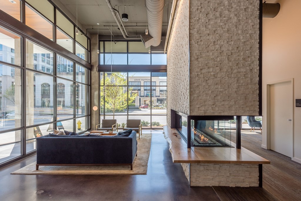 Alley 111 Luxury Apartments in Downtown Bellevue, Washington Lounge with Fireplace
