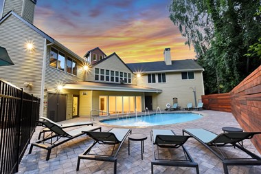 Aspire Apartments at Mountlake Terrace Pool Deck and Lounge Chairs