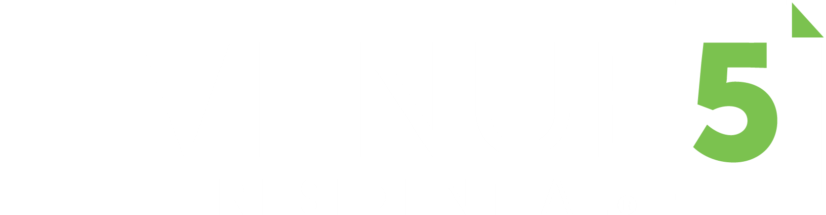 A black and white logo for Avenue 5 Residential.