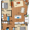 the floor plan of a house with a bedroom and a living room