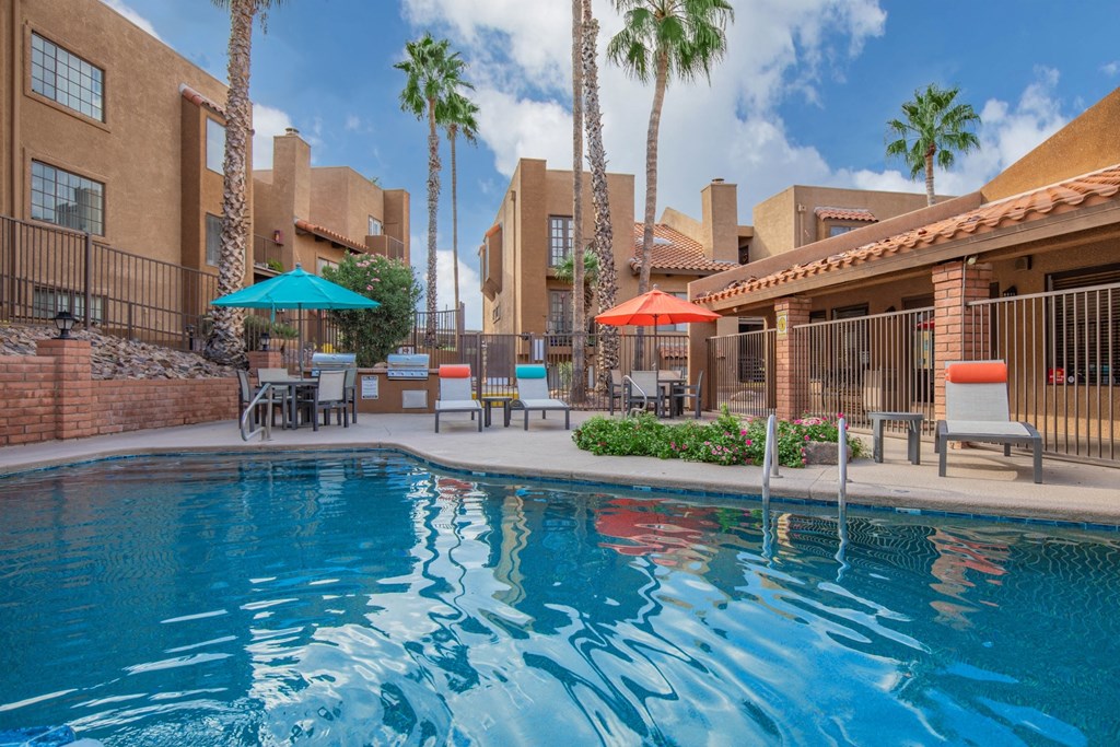 Catalina Crossing Apartments in Tucson, Arizona Pool with Lounge Chairs Catalina Crossing Apartments in Tucson, Arizona Pool with Lounge Chairs