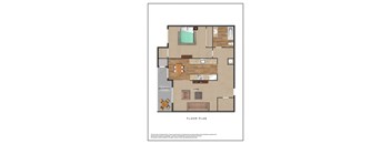 a floor plan of a room with a bedroom and a living room