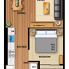 a floor plan of a house with a bedroom and a bathroom