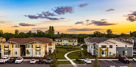 EvergreenVillageDeltaRidge_Eugene_OR_Ext_Aerial_Sunset