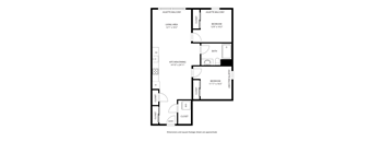 A black and white image of a floor plan for a Juliette Balcony apartment.