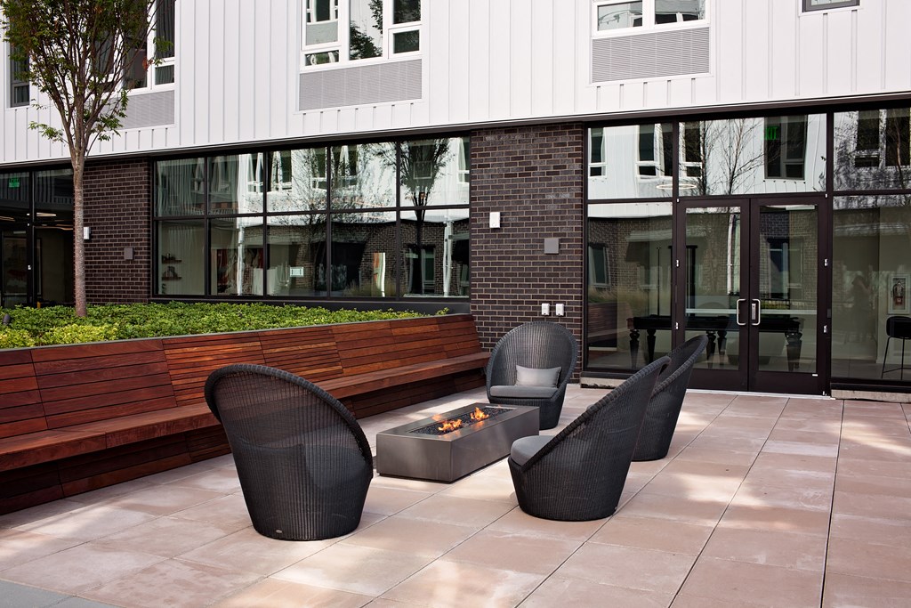 Grant Park village outdoor sitting area with firepit