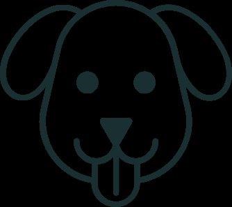 A simple line drawing of a dog's face.