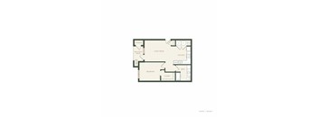 A floor plan of a one bedroom apartment with a balcony.