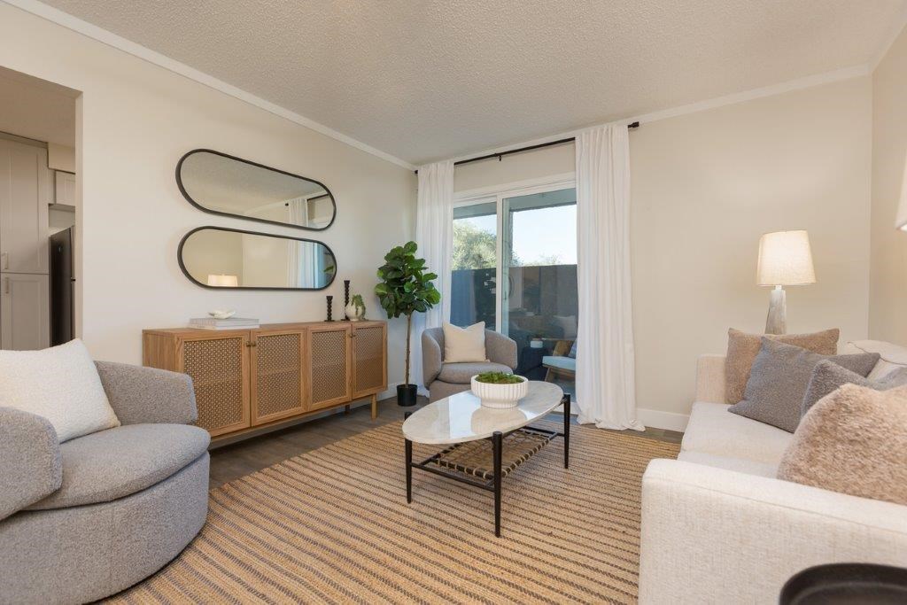a living room with a couch and a coffee table