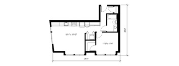 A black and white image of a floor plan for a house.