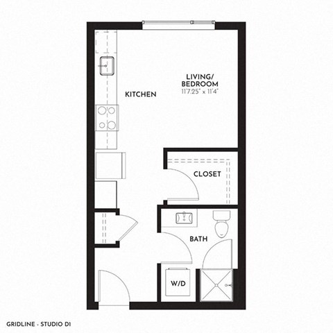 Gridline Apartments Studio D Floor Plan