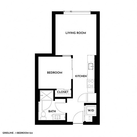 Gridline Apartments in Seattle, Washington 1x1 0.A Floor Plan