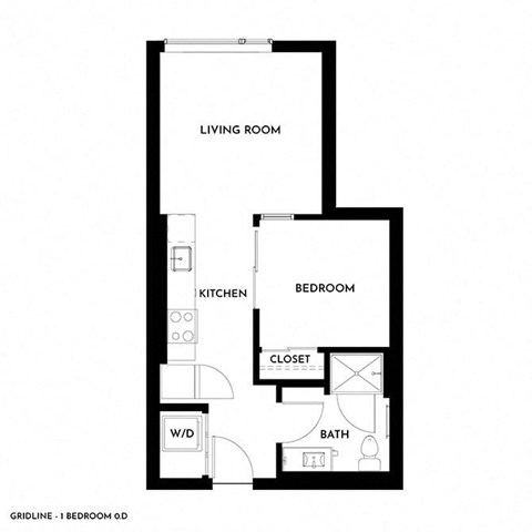 Gridline Apartments in Seattle, Washington 1x1 0.D Floor Plan
