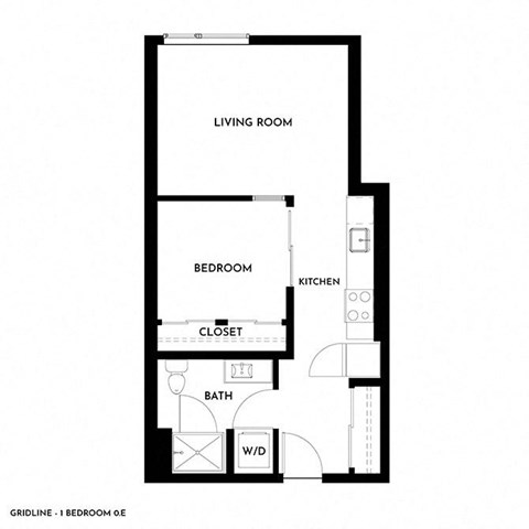 Gridline Apartments in Seattle, Washington 1x1 0.E Floor Plan