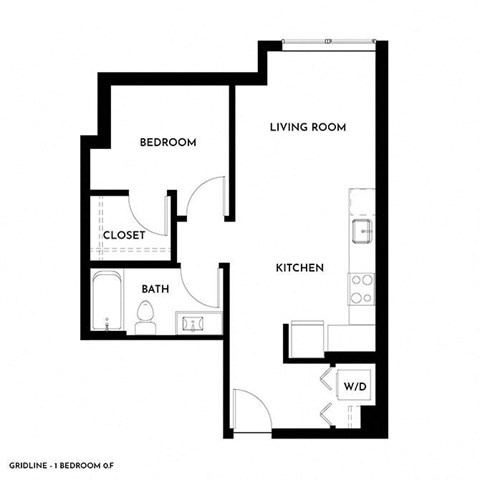 Gridline Apartments in Seattle, Washington 1x1 0.F Floor Plan