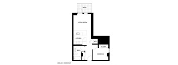 Gridline Apartments in Seattle, Washington 1x1 F Floor Plan