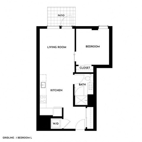 a floor plan of a unit with a bedroom and a living room