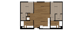 Blis Apartments 2x2 A Floor Plan