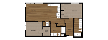 Blis Apartments 2x2 B Floor Plan