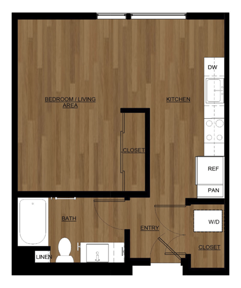 Blis Apartments Studio Floor Plan