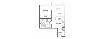 1x1 A Floor Plan at Koi Apartments, Seattle, Washington, 98107