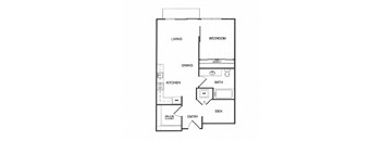 1x1 Den A Floor Plan at Koi Apartments, Seattle