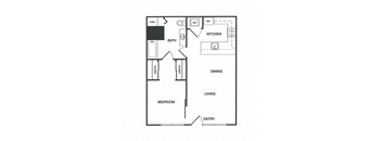 1x1 E Floor Plan at Koi Apartments, Seattle, Washington, 98107